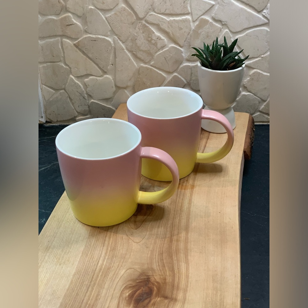 ROOTS7 | Set of 2 | Pink Flamingo and Yellow Ombré Mugs